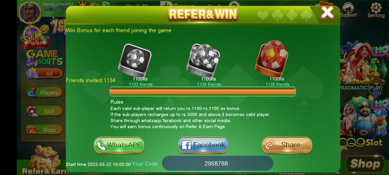 3Patti Boss Refer & Win — boss 3patti invite friends bonus rewards