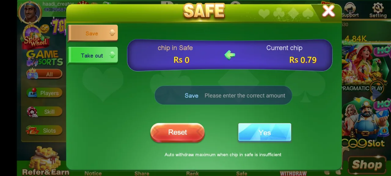 3Patti Boss Safe — 3 patti boss game safe chip storage wallet