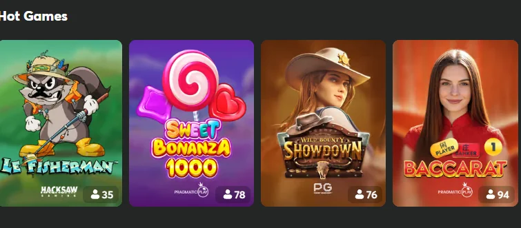 BC Game hot games screenshot — BC Game App slots Sweet Bonanza, Wild Bounty Showdown aur Baccarat