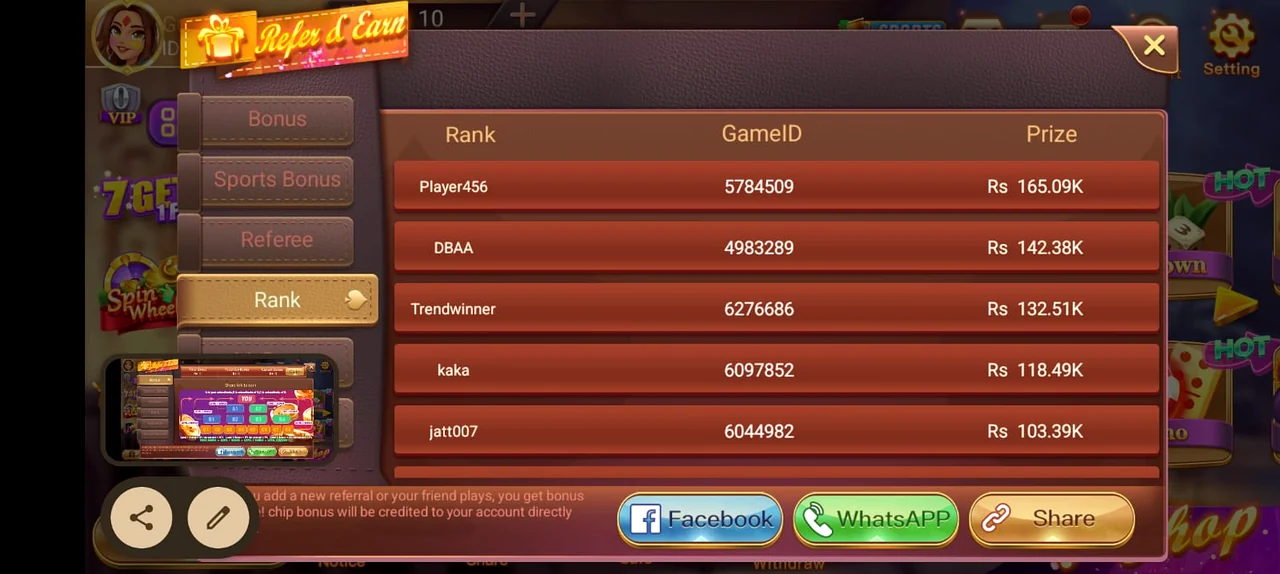 Card Rummy Rank leaderboard — top cardrummy game winners and real cash prizes