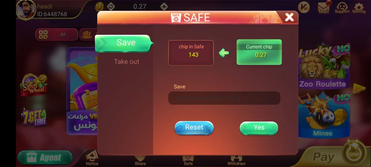 3 Patti No1 Safe wallet screenshot — 3 Patti No1 withdrawal aur chip safe protection