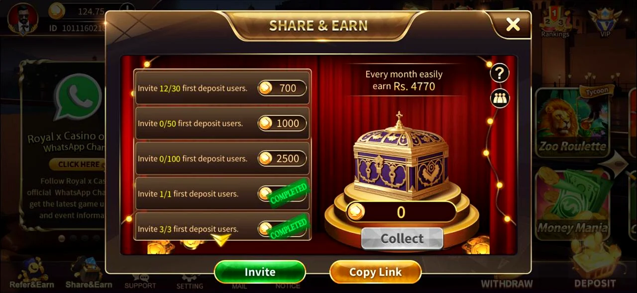 Royal X Casino Share & Earn — royal x casino referral code and welcome bonus